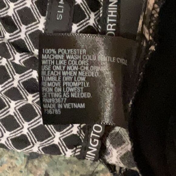 NWT Worthington Women Black White Geometric Trousers L Pants Polyester Slacks - Picture 5 of 8